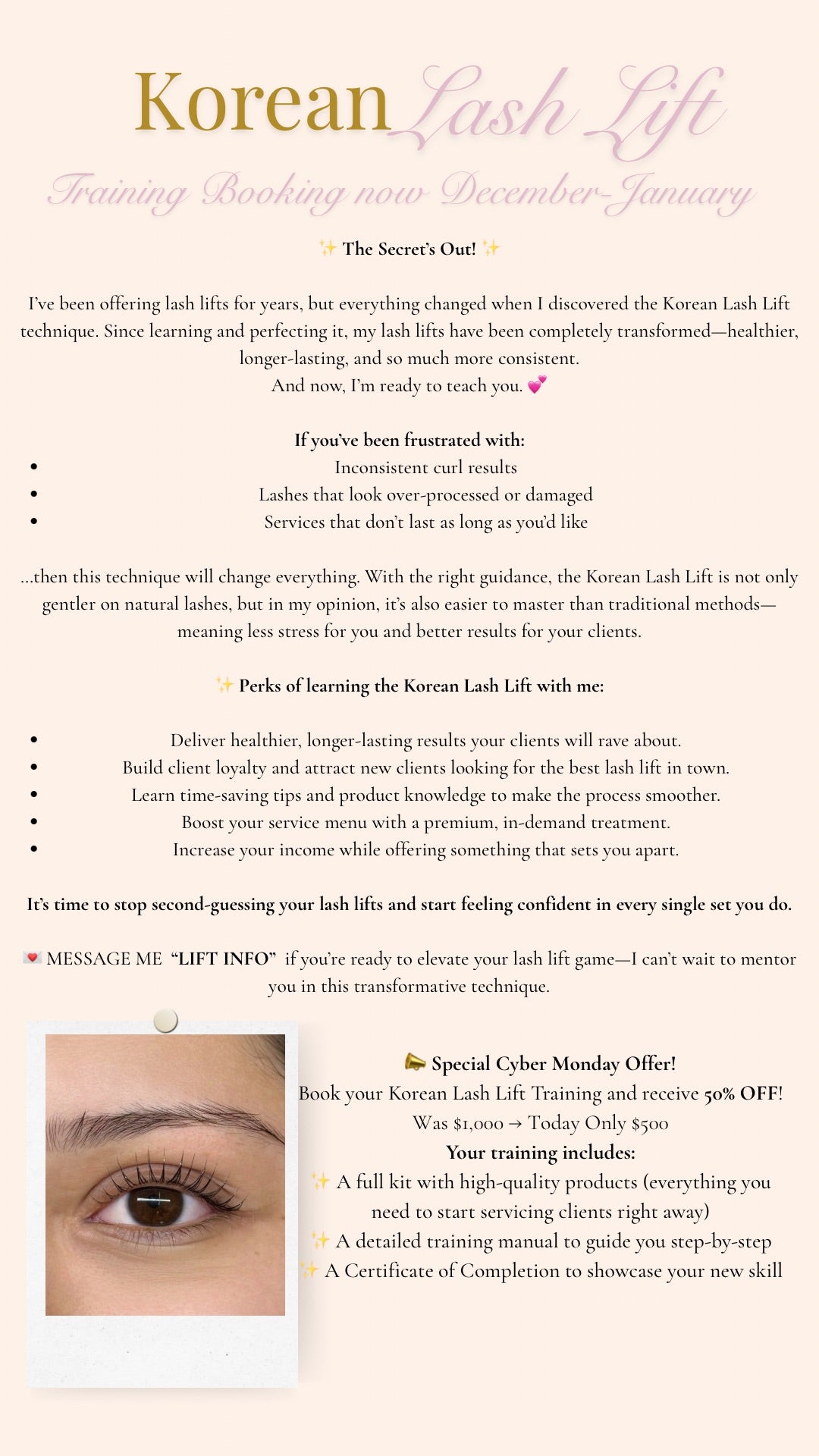 KOREAN LASH LIFT IN-PERSON TRAINING